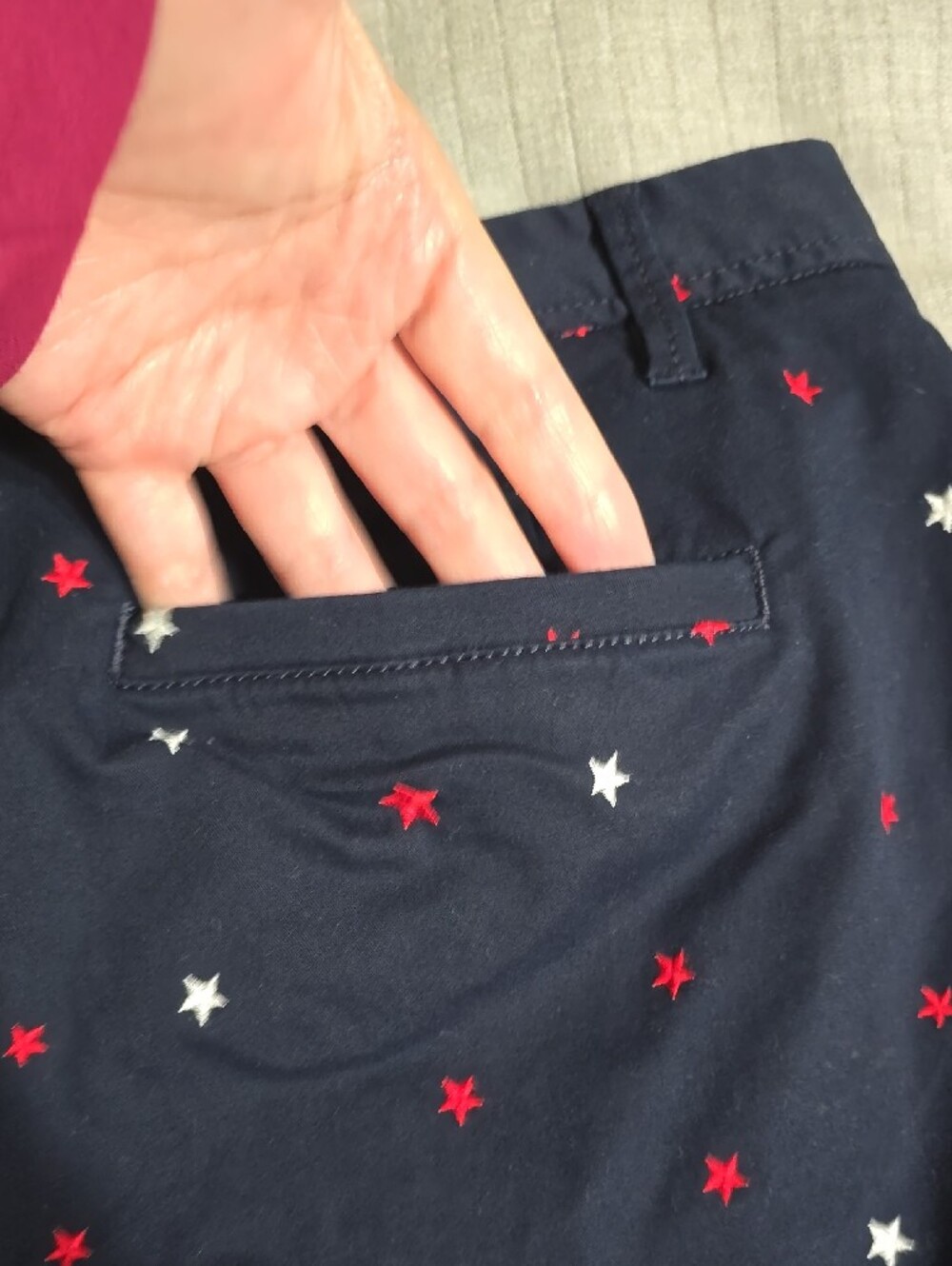 Talbots Navy Star-Print Cotton Chino Shorts - Picture 3 of 5